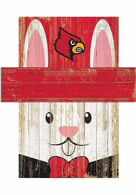 Louisville Cardinals Easter Bunny Head Sign - Red