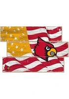 Louisville Cardinals Flag 3 Plank Sign - Red
