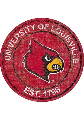 Louisville Cardinals Round Heritage Logo Sign - Red