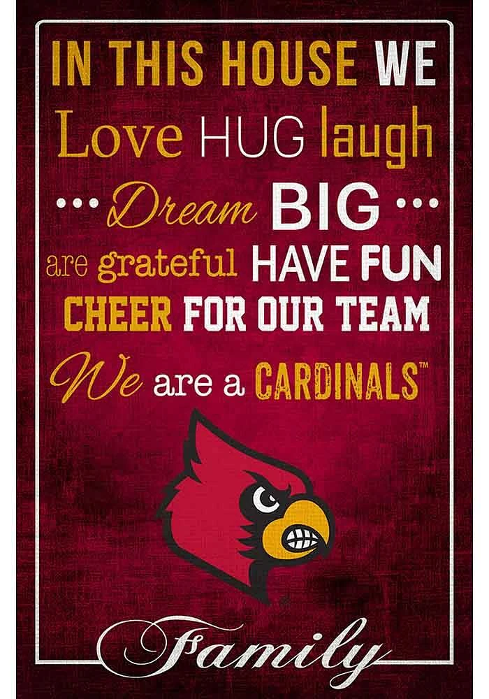 Louisville Cardinals In This House 17x26 Sign - Red