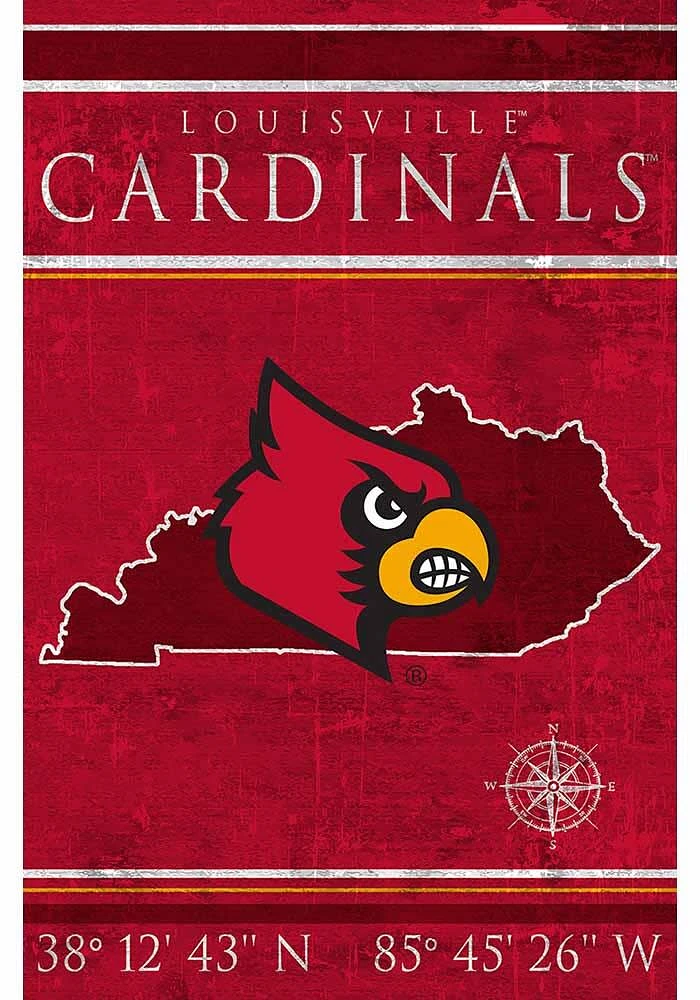 Louisville Cardinals Coordinates 17x26 Sign - Red