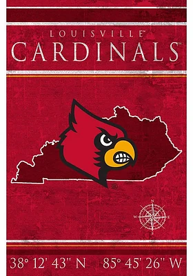 Louisville Cardinals Coordinates 17x26 Sign - Red