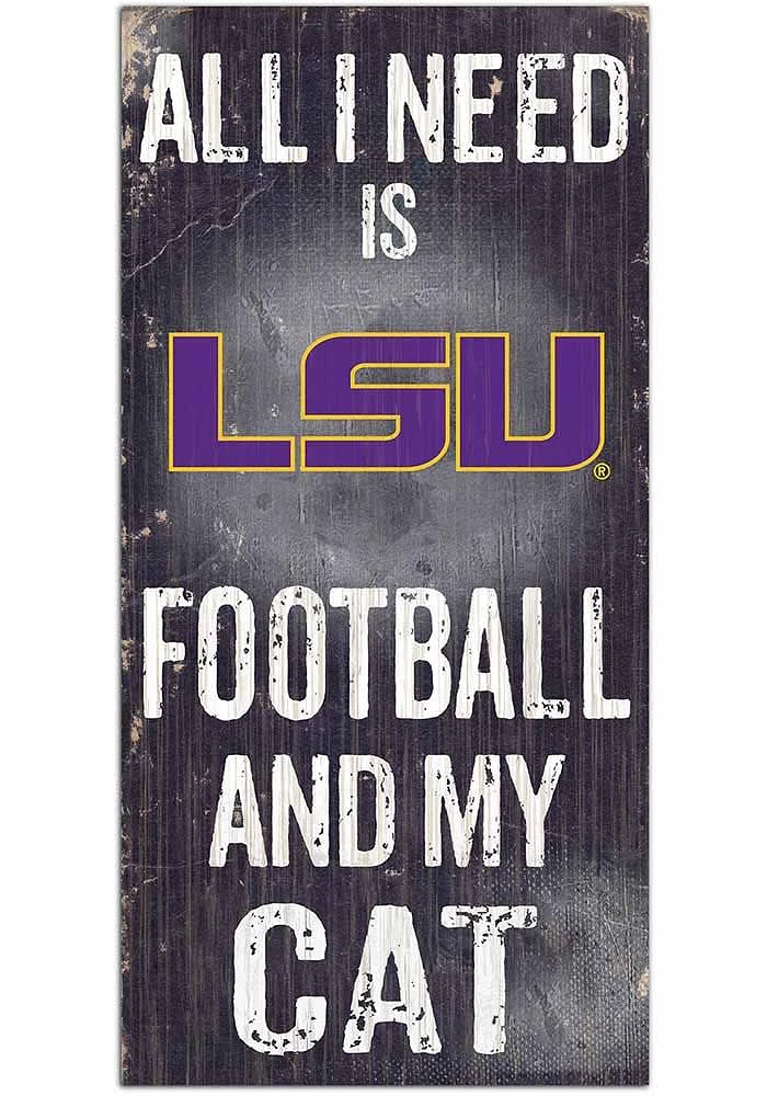 LSU Tigers Football and My Cat Sign - Purple