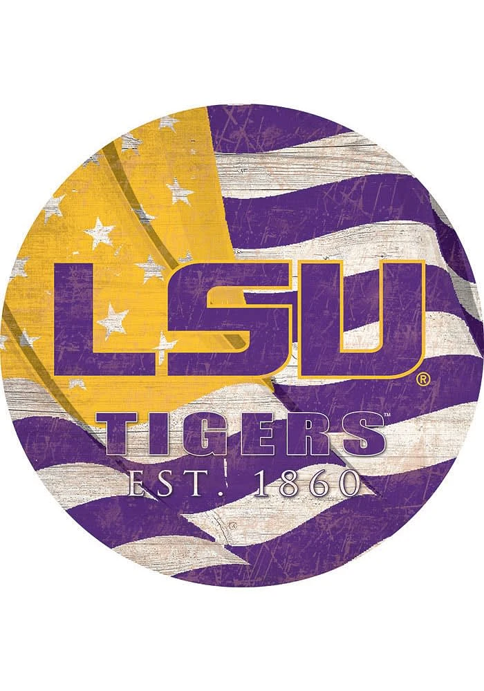 LSU Tigers 24in Flag Circle Sign - Purple