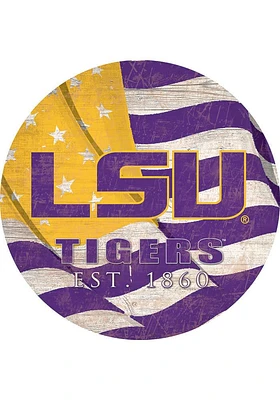 LSU Tigers 24in Flag Circle Sign - Purple