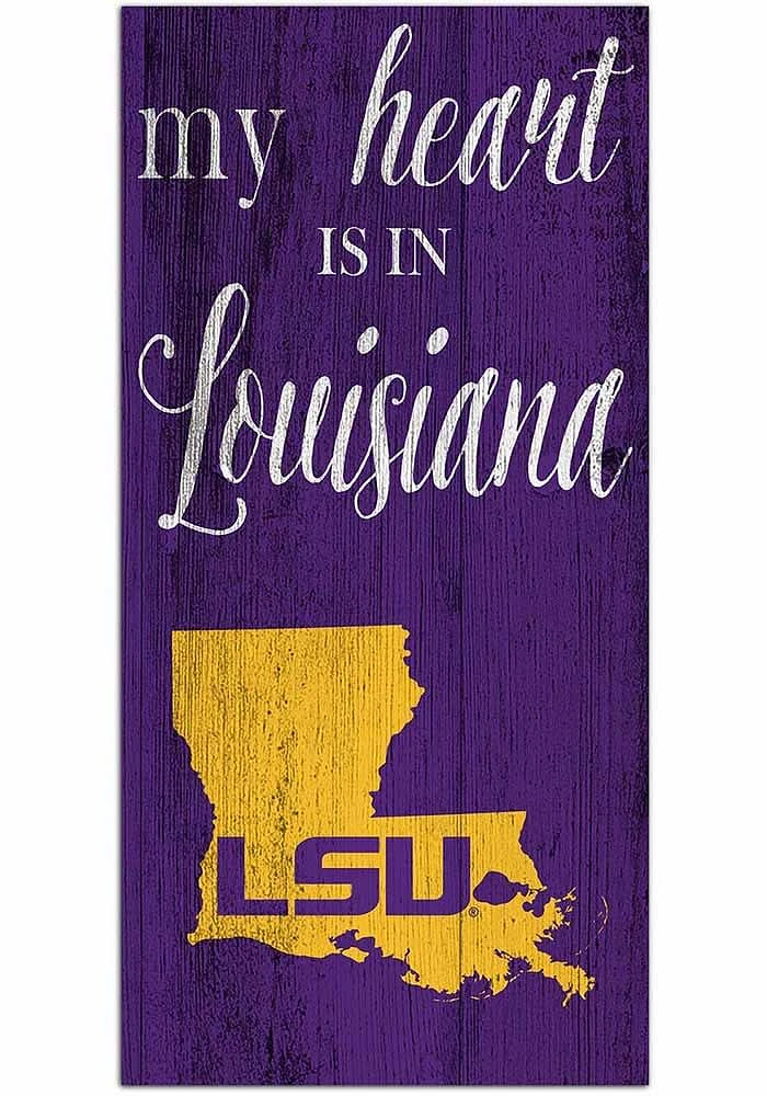 LSU Tigers My Heart State Sign - Purple