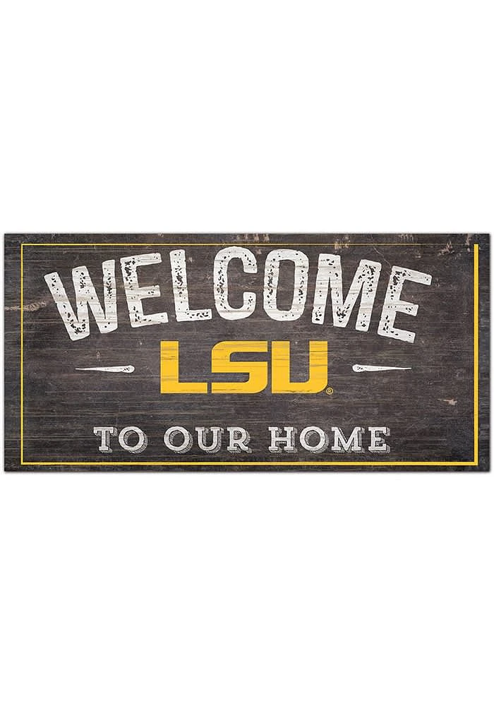 LSU Tigers Welcome Distressed Sign - Purple
