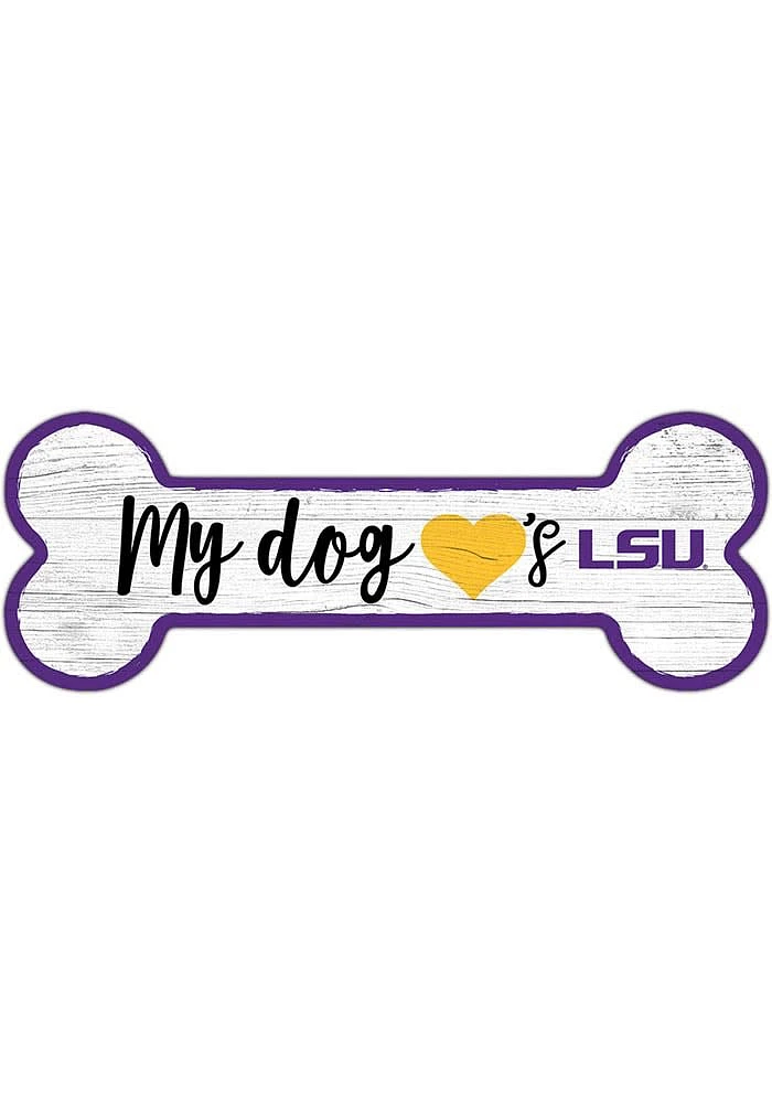 LSU Tigers Dog Bone 6x12 Sign - Purple