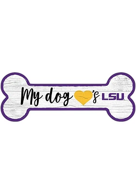 LSU Tigers Dog Bone 6x12 Sign - Purple