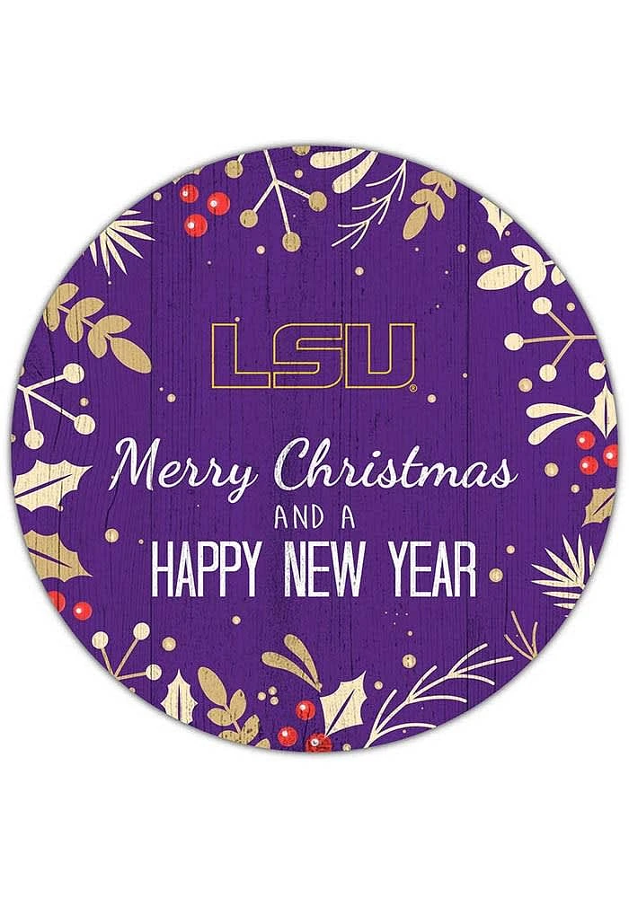 LSU Tigers Merry Christmas and New Year Circle Sign - Purple