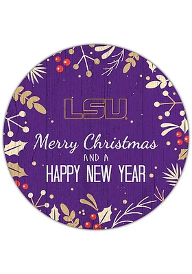LSU Tigers Merry Christmas and New Year Circle Sign - Purple