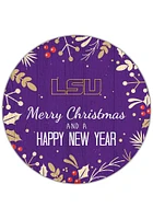 LSU Tigers Merry Christmas and New Year Circle Sign - Purple