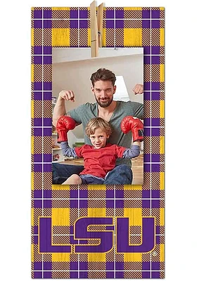 LSU Tigers Plaid Clothespin Sign - Purple