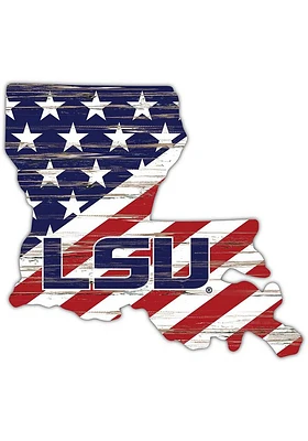 LSU Tigers 12 Inch USA State Cutout Sign - Purple