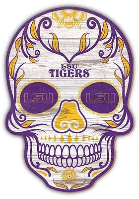 LSU Tigers 12 Inch Sugar Skull Sign - Purple