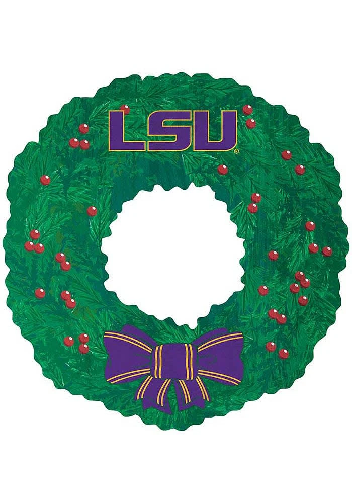 LSU Tigers Team Wreath 16 Inch Sign - Purple