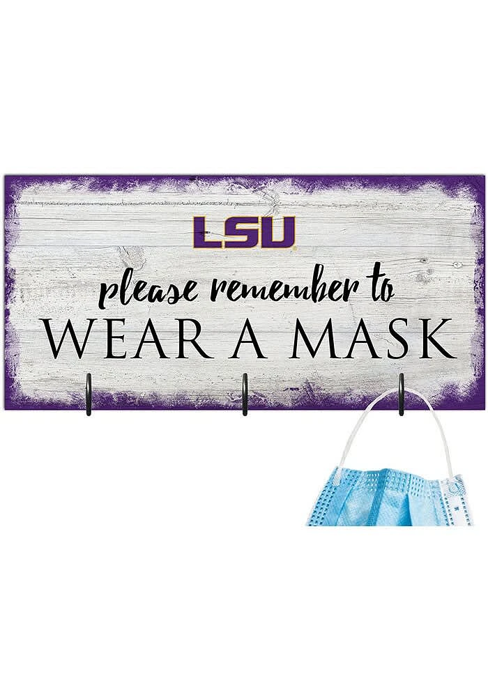 LSU Tigers Please Wear Your Mask Sign - Purple