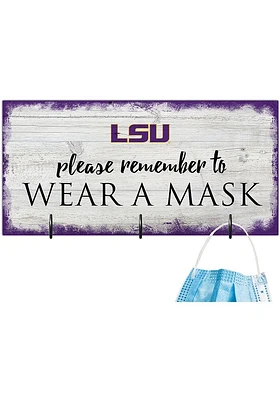 LSU Tigers Please Wear Your Mask Sign - Purple