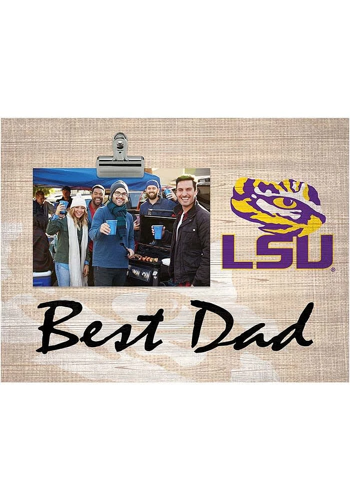 LSU Tigers Best Dad Burlap Clip Picture Frame - Purple