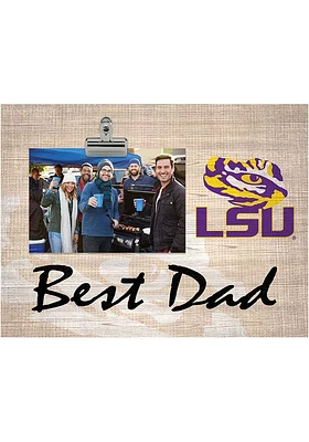 LSU Tigers Best Dad Burlap Clip Picture Frame - Purple