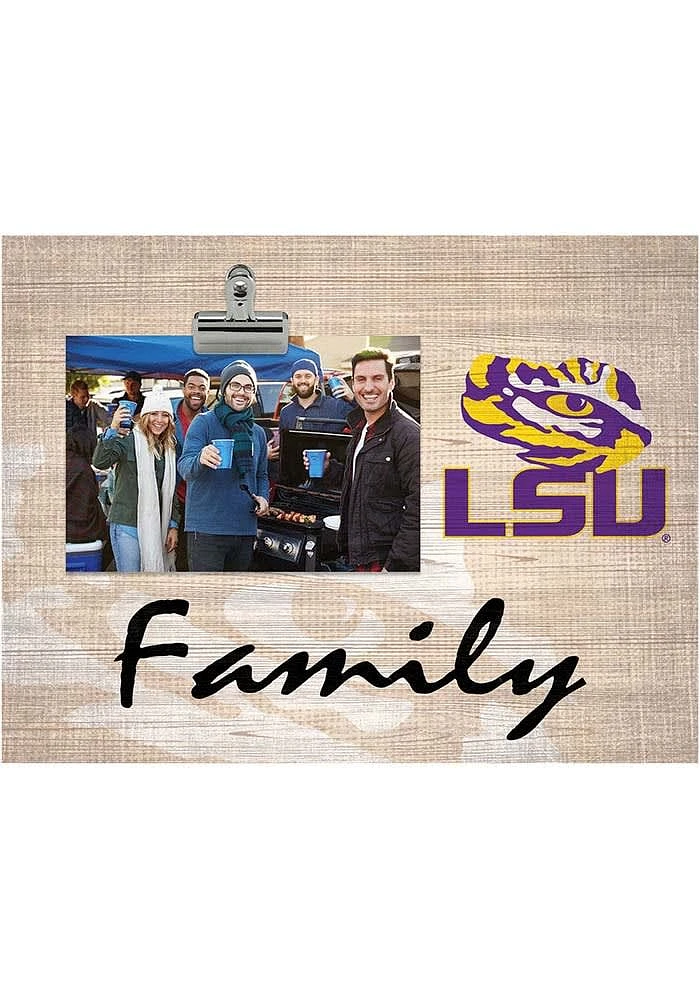 LSU Tigers Family Burlap Clip Picture Frame - Purple