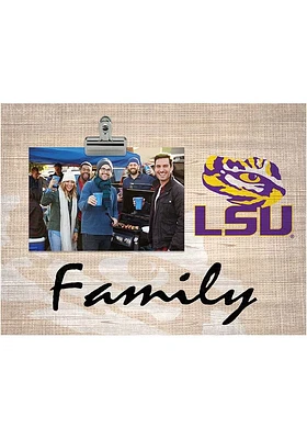 LSU Tigers Family Burlap Clip Picture Frame - Purple
