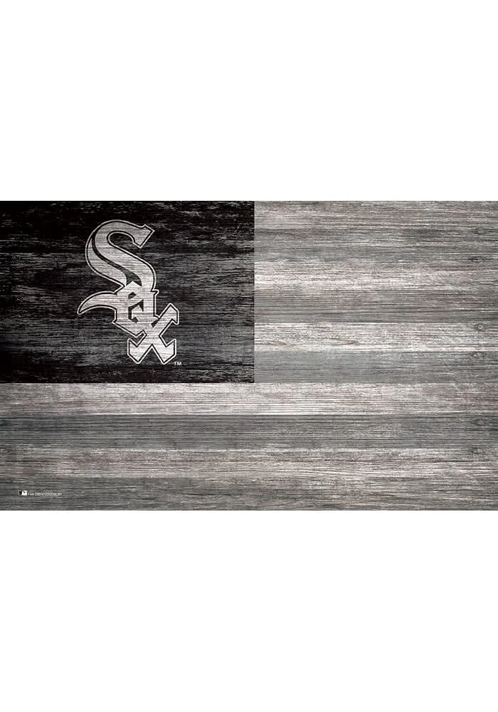 Chicago White Sox Distressed Flag 11x19 Sign - Black