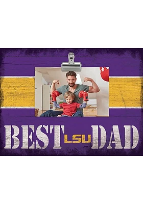 LSU Tigers Best Dad Striped Clip Picture Frame - Purple