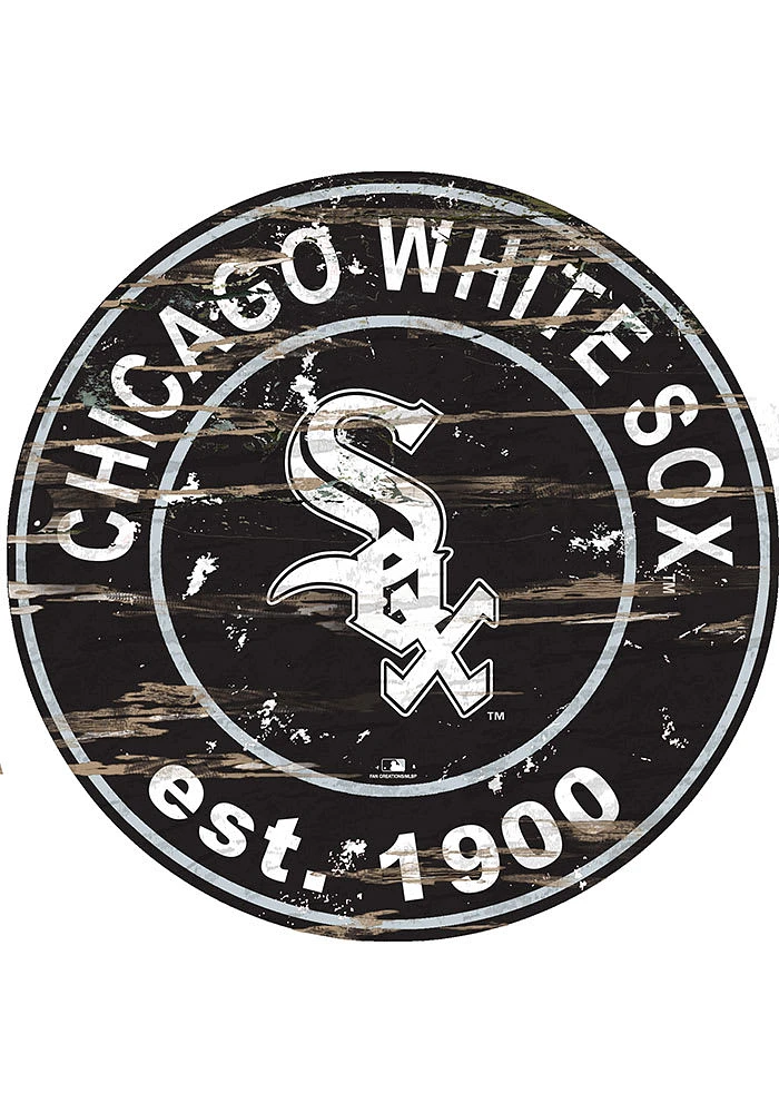 Chicago White Sox Established Date Circle 24 Inch Sign - Black