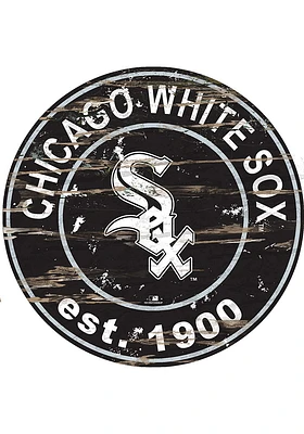 Chicago White Sox Established Date Circle 24 Inch Sign - Black