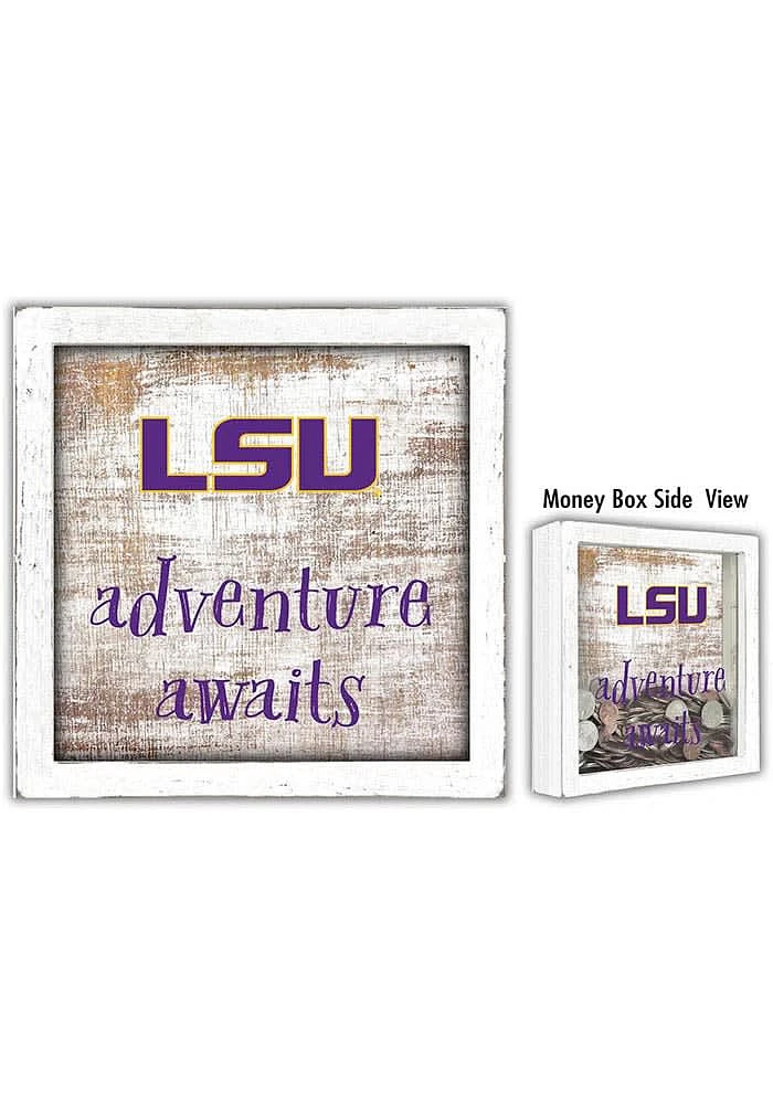 LSU Tigers Adventure Awaits Box Sign - Purple