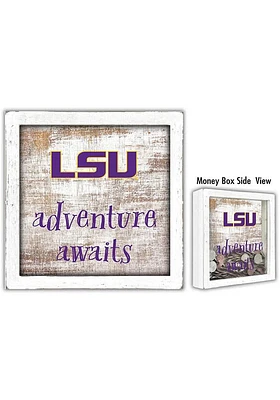 LSU Tigers Adventure Awaits Box Sign - Purple