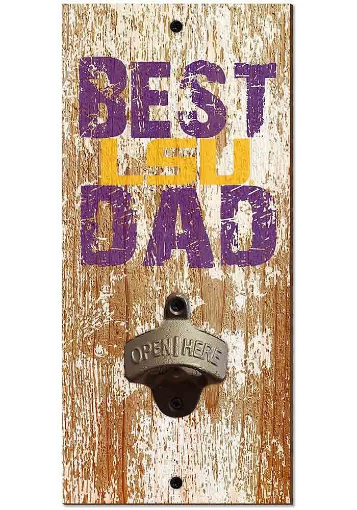 LSU Tigers Best Dad Bottle Opener Sign - Purple