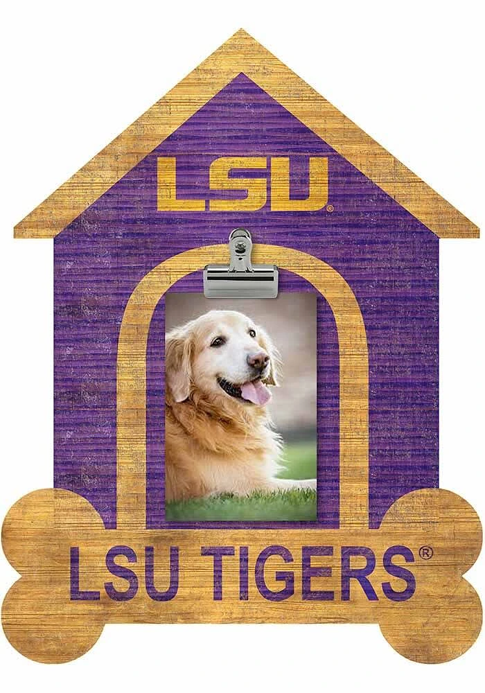 LSU Tigers Dog Bone House Clip Picture Frame - Purple
