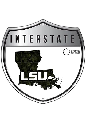 LSU Tigers 24in OHT Camo Interstate Sign - Purple