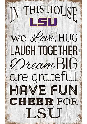 LSU Tigers In This House 11x19 Sign - Purple
