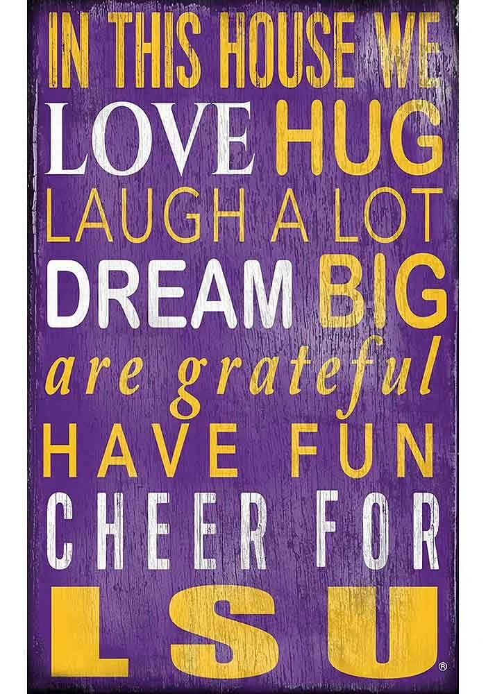 LSU Tigers In This House Sign - Purple
