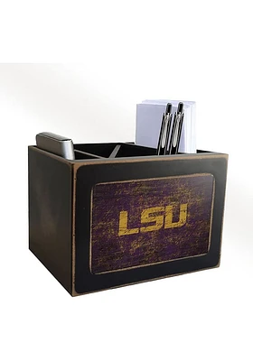 LSU Tigers Distressed Desktop Organizer Desk Accessory