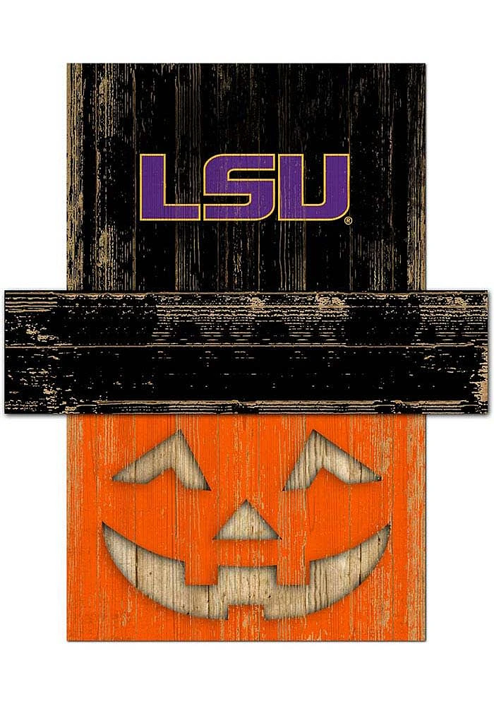 LSU Tigers Pumpkin Head Sign - Purple