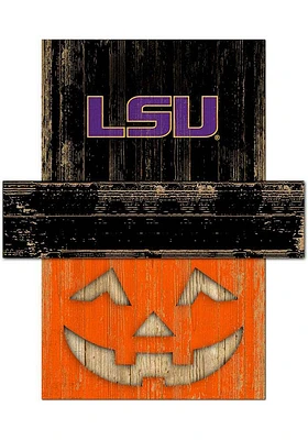 LSU Tigers Pumpkin Head Sign - Purple
