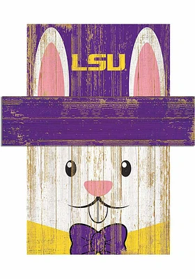 LSU Tigers Easter Bunny Head Sign - Purple