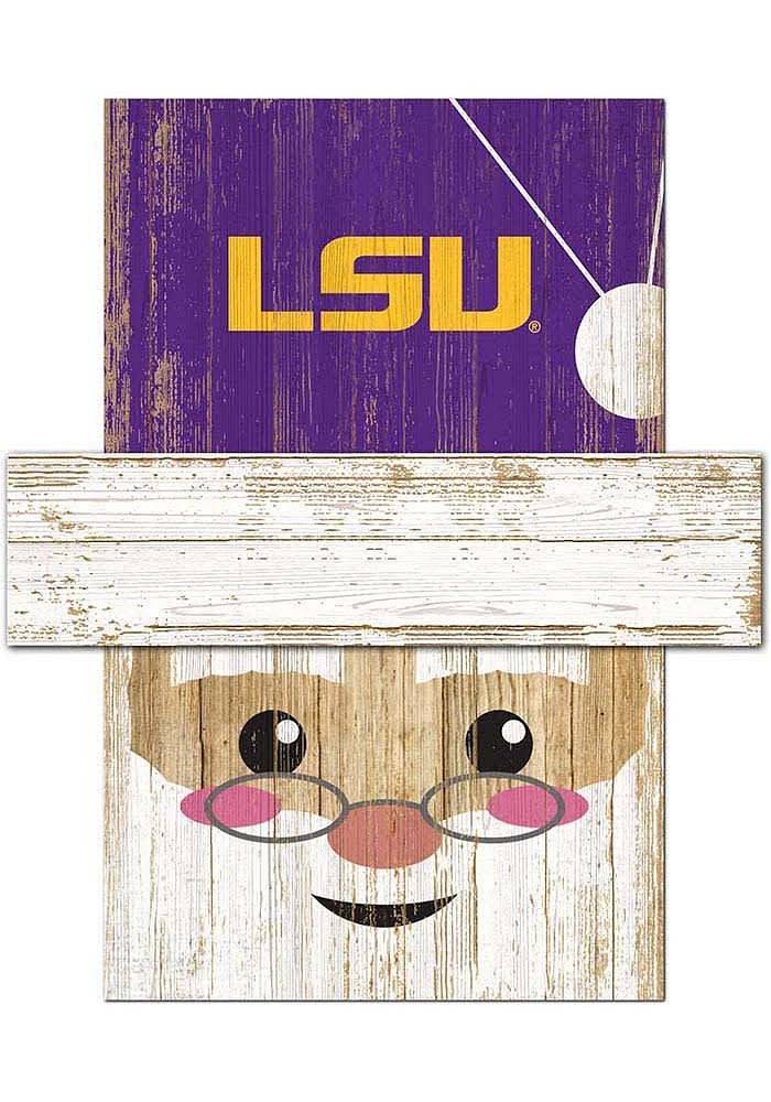 LSU Tigers Santa Head Sign - Purple