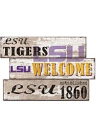 LSU Tigers Welcome 3 Plank Sign - Purple