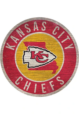 Kansas City Chiefs State Circle Sign Sign - Red