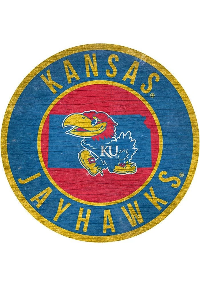 Kansas Jayhawks State Circle Sign - Red