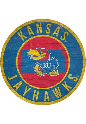 Kansas Jayhawks State Circle Sign - Red