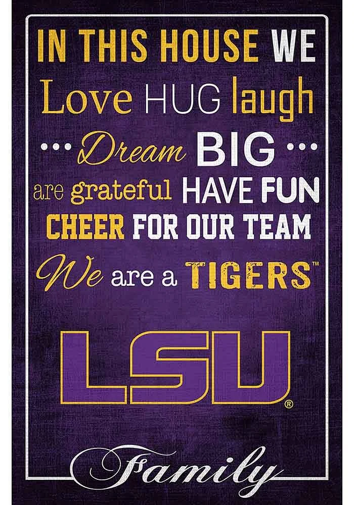 LSU Tigers In This House 17x26 Sign - Purple
