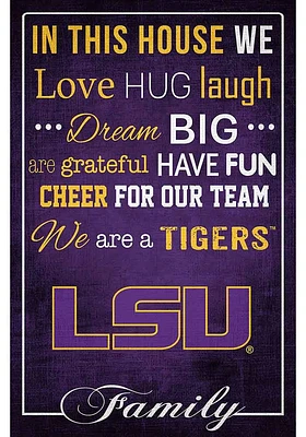 LSU Tigers In This House 17x26 Sign - Purple