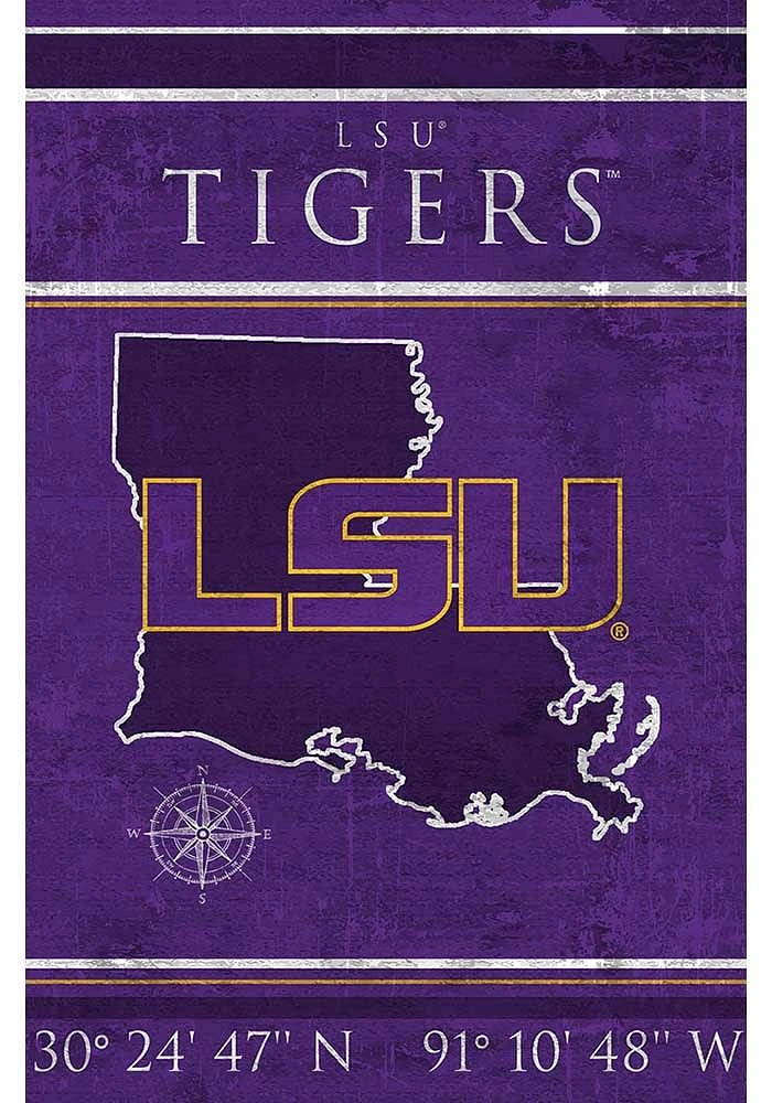 LSU Tigers Coordinates 17x26 Sign - Purple