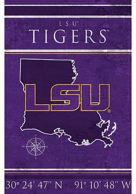 LSU Tigers Coordinates 17x26 Sign - Purple
